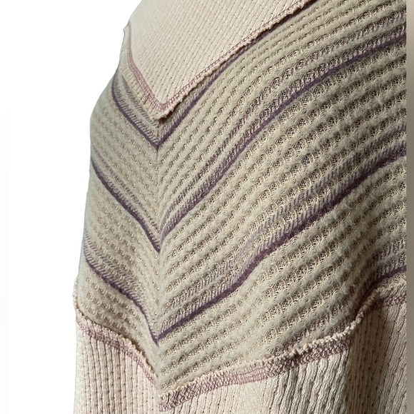 Miss Me Salmon Pink Purple Boho Hippie Retro Chevron Long Sleeve Mock Neck Top - Picture 4 of 10